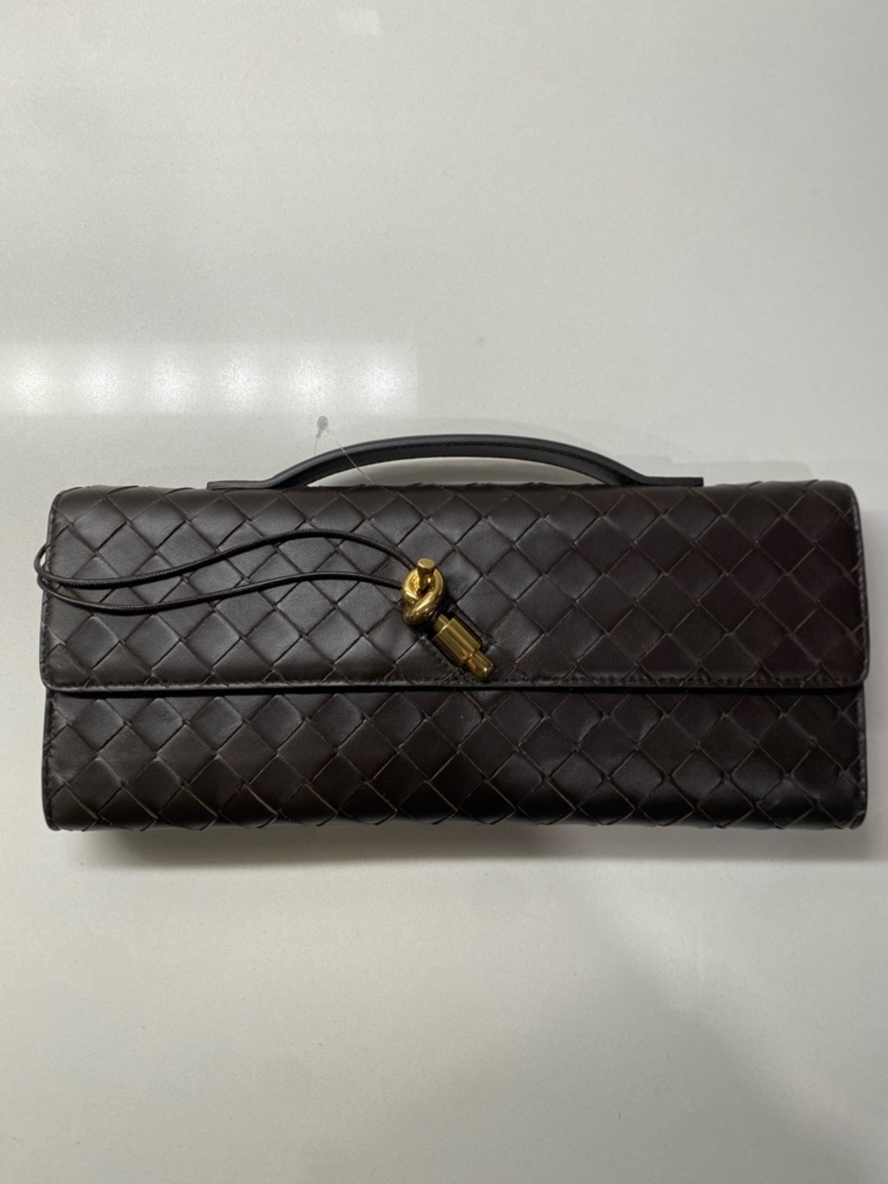 Bottega Veneta Long Andiamo Intrecciato Clutch Bag Fondant Brass SOLD!